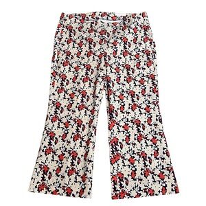 Chico's So Slimming Juliet Floral Kick Flare Crop Pull On Rust Blue Women XL NWT